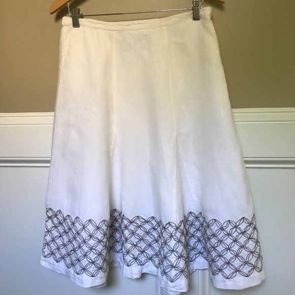 Chico's Ivory and Taup Linen A-Line Skirt Medium - Picture 1 of 6